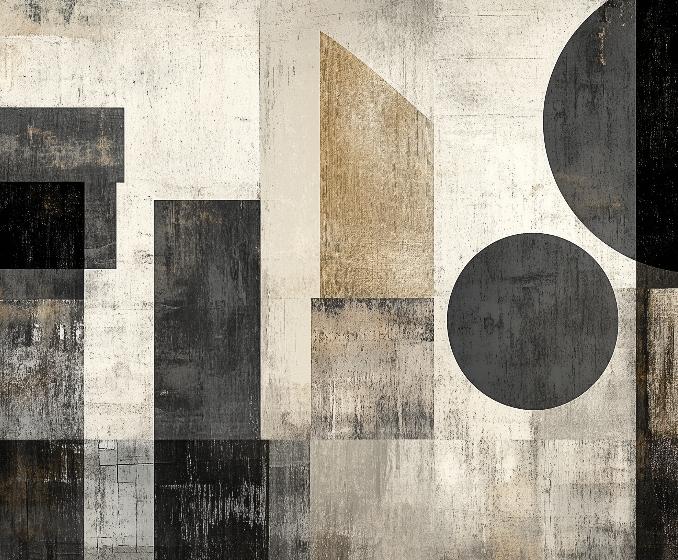 Papier peint géométrique abstrait noir et kraft
