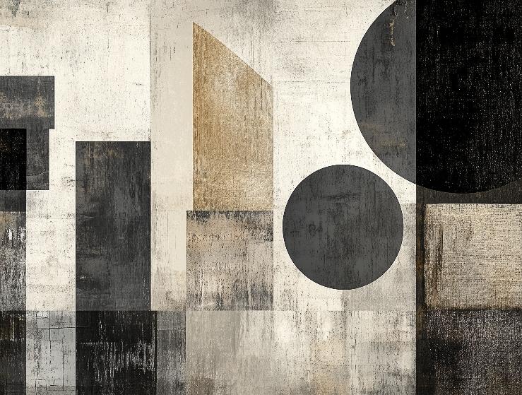 Papier peint géométrique abstrait noir et kraft