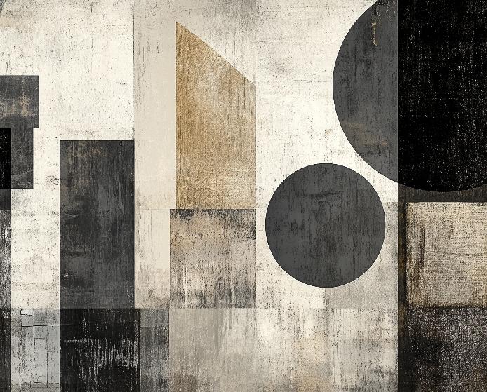 Papier peint géométrique abstrait noir et kraft