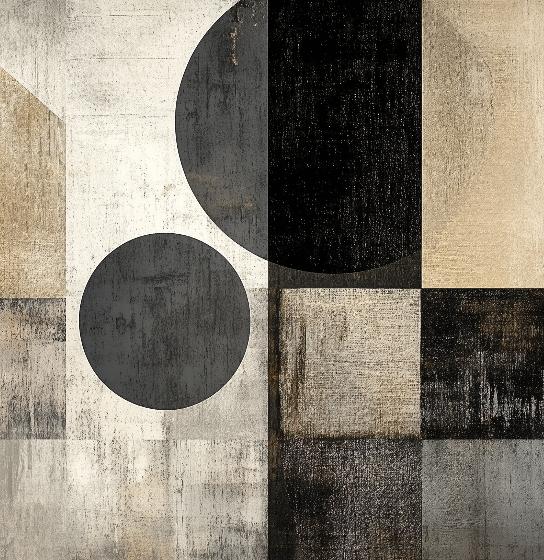 Papier peint géométrique abstrait noir et kraft