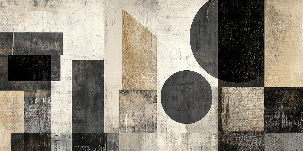 Papier peint géométrique abstrait noir et kraft