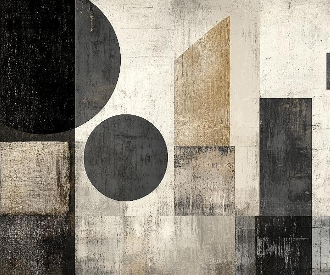 Papier peint géométrique abstrait noir et kraft