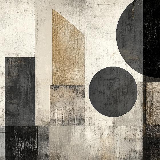 Papier peint géométrique abstrait noir et kraft
