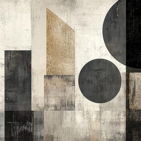 Papier peint géométrique abstrait noir et kraft