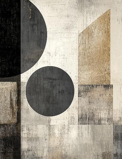 Papier peint géométrique abstrait noir et kraft