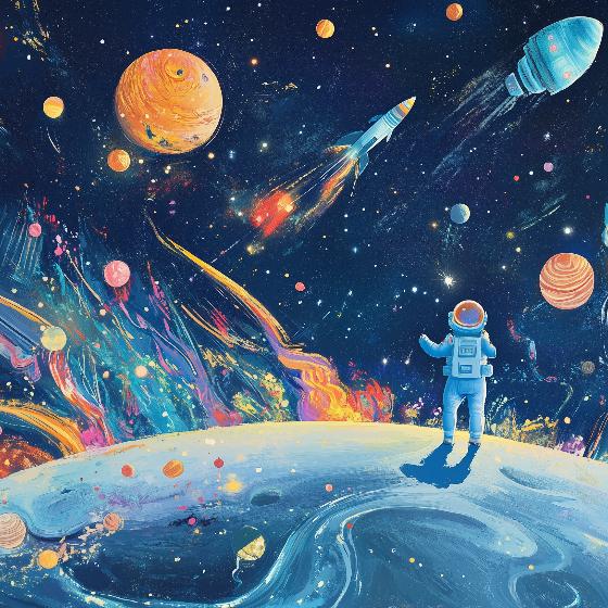 Papier peint espace univers coloré