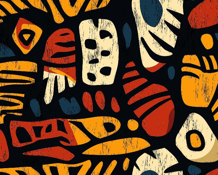 Papier peint géométrique coloré sur fond noir