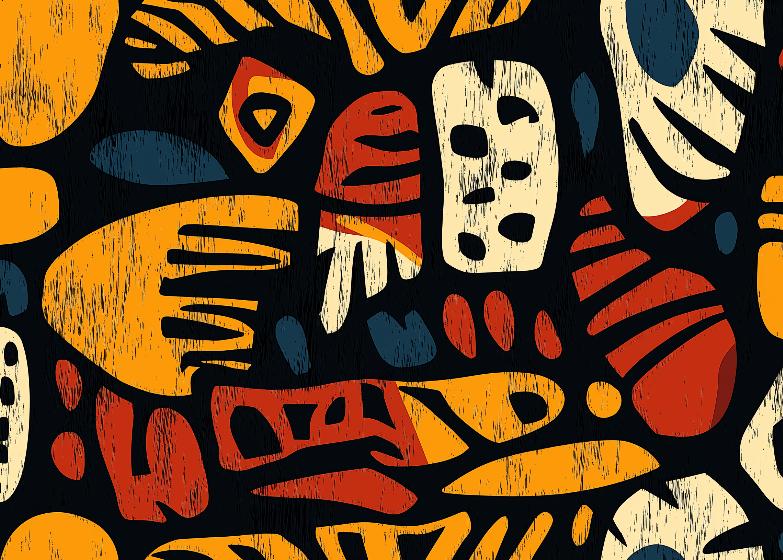 Papier peint géométrique coloré sur fond noir