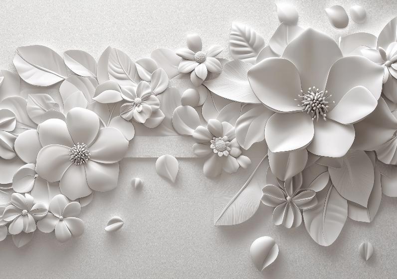 Papier peint floral 3D fleurs en relief