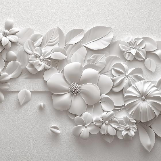 Papier peint floral 3D fleurs en relief