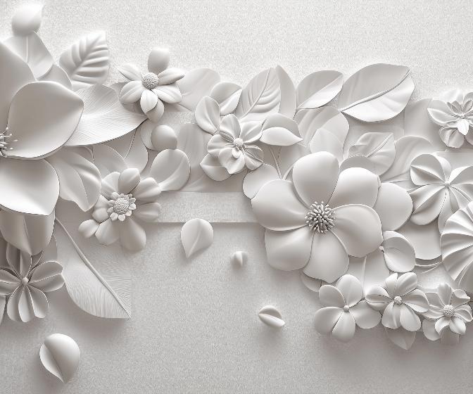 Papier peint floral 3D fleurs en relief