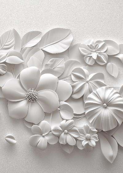 Papier peint floral 3D fleurs en relief