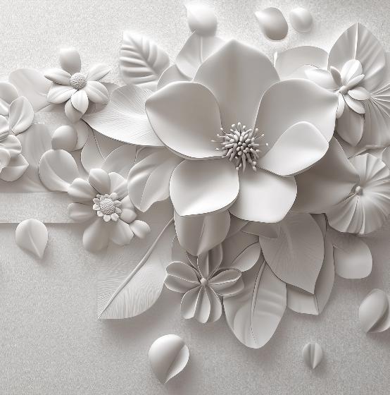 Papier peint floral 3D fleurs en relief