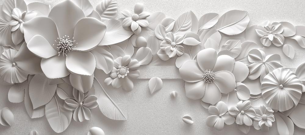 Papier peint floral 3D fleurs en relief