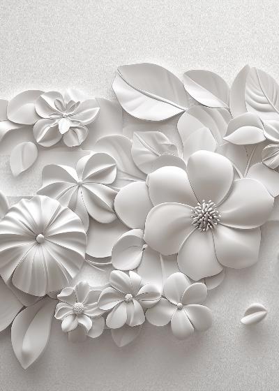 Papier peint floral 3D fleurs en relief
