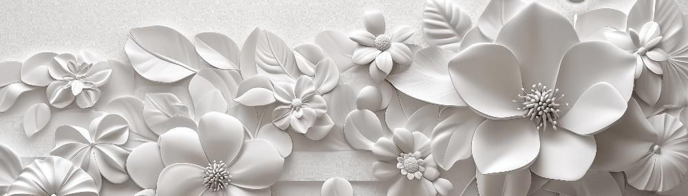 Papier peint floral 3D fleurs en relief