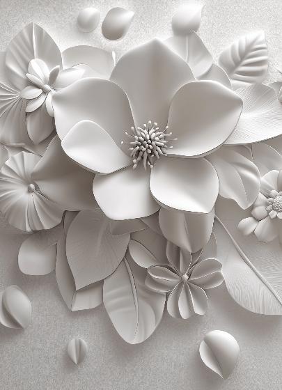 Papier peint floral 3D fleurs en relief