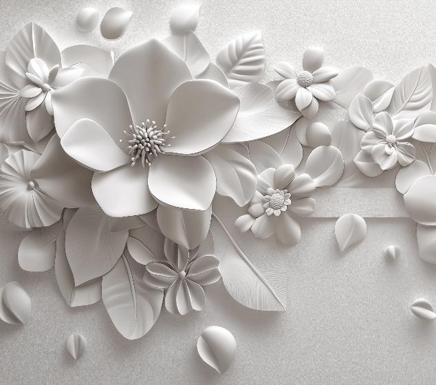 Papier peint floral 3D fleurs en relief