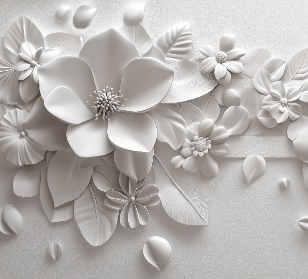 Papier peint floral 3D fleurs en relief