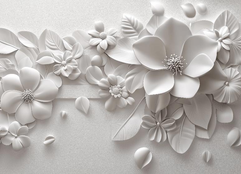 Papier peint floral 3D fleurs en relief