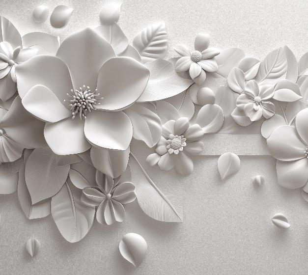 Papier peint floral 3D fleurs en relief