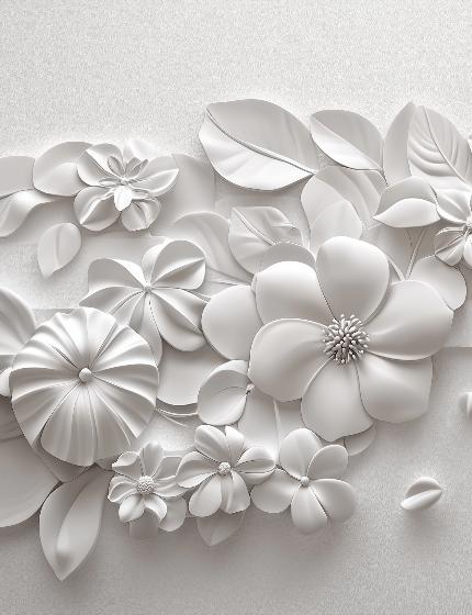 Papier peint floral 3D fleurs en relief