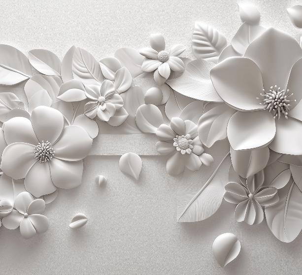 Papier peint floral 3D fleurs en relief