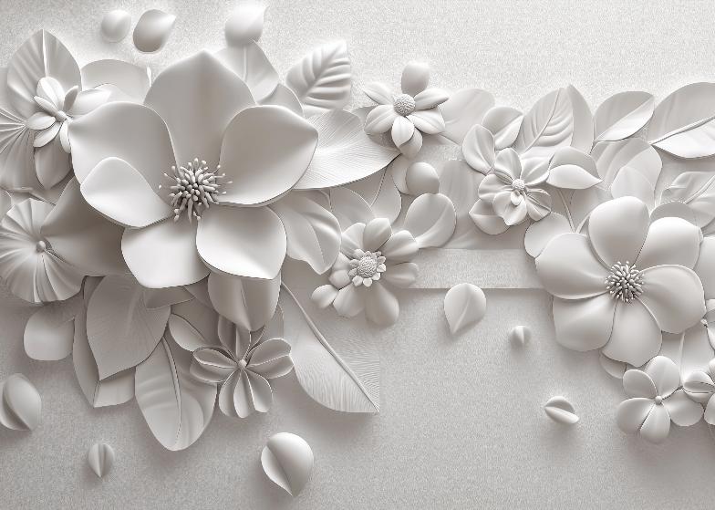 Papier peint floral 3D fleurs en relief