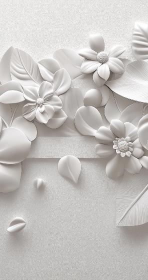 Papier peint floral 3D fleurs en relief