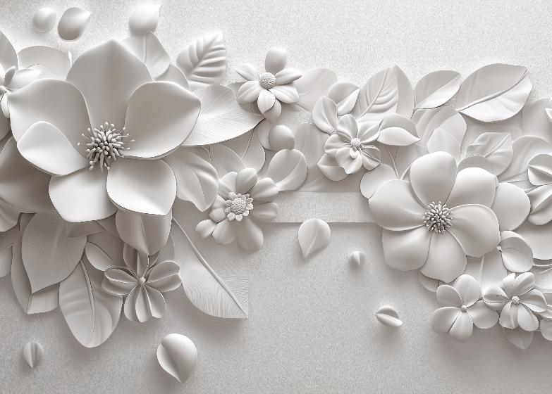 Papier peint floral 3D fleurs en relief