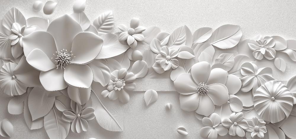 Papier peint floral 3D fleurs en relief