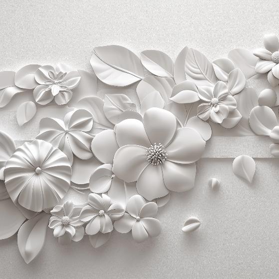 Papier peint floral 3D fleurs en relief