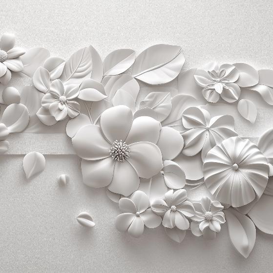 Papier peint floral 3D fleurs en relief