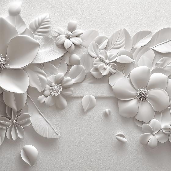Papier peint floral 3D fleurs en relief