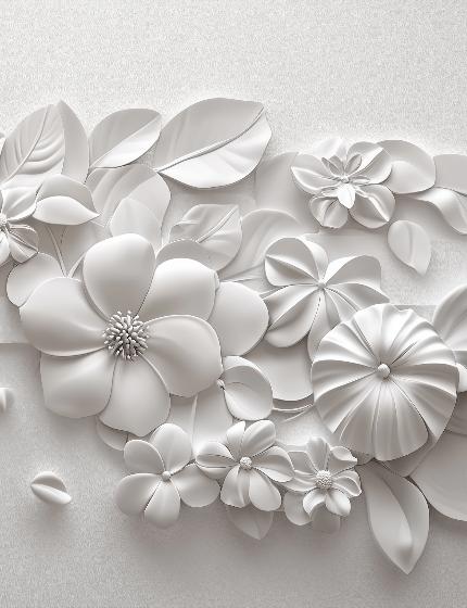 Papier peint floral 3D fleurs en relief