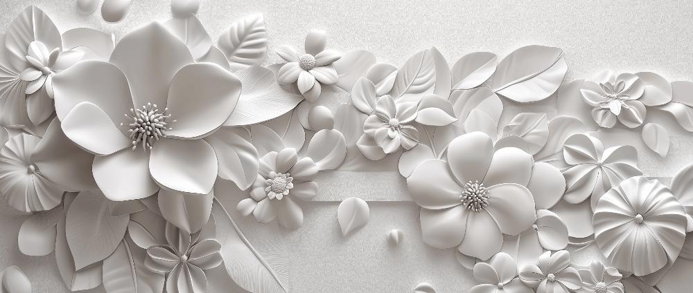 Papier peint floral 3D fleurs en relief