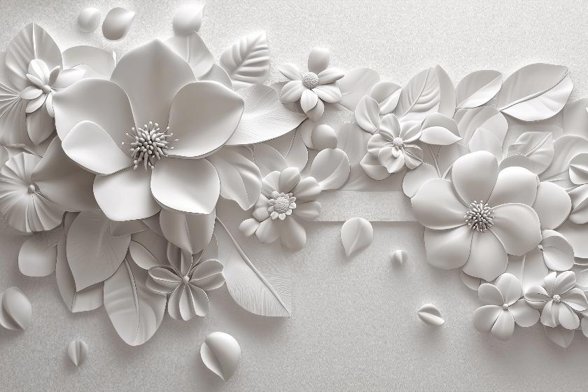 Papier peint floral 3D fleurs en relief
