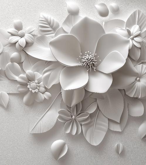 Papier peint floral 3D fleurs en relief