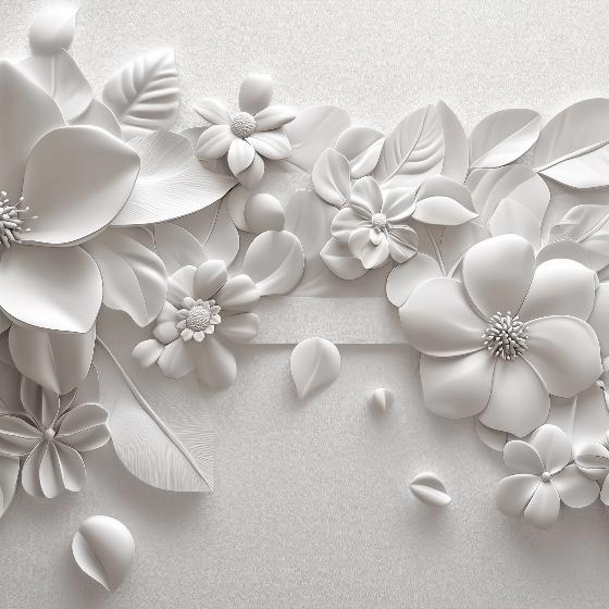 Papier peint floral 3D fleurs en relief