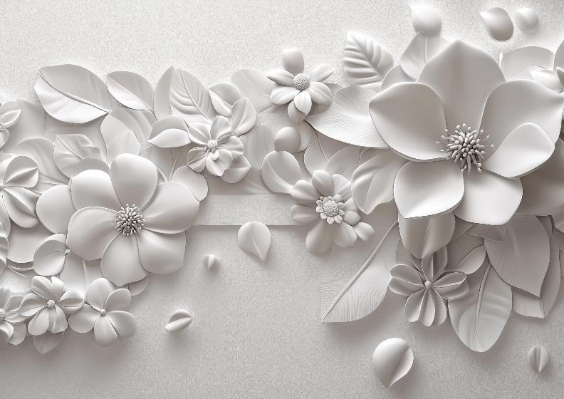 Papier peint floral 3D fleurs en relief