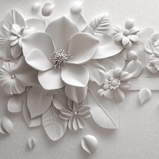 Papier peint floral 3D fleurs en relief