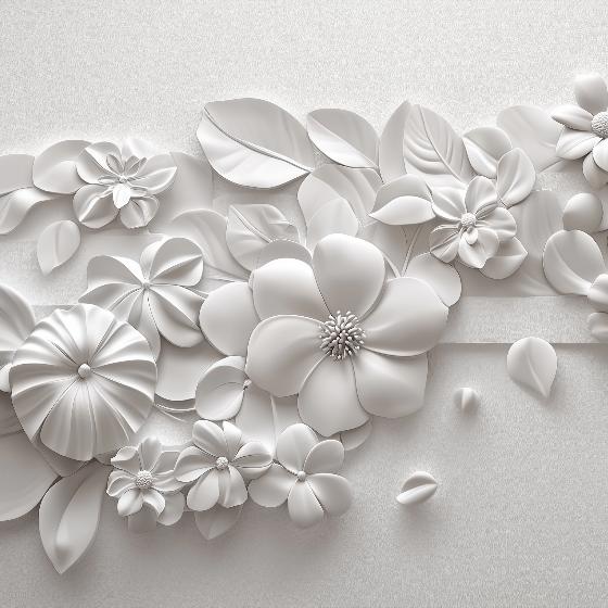Papier peint floral 3D fleurs en relief