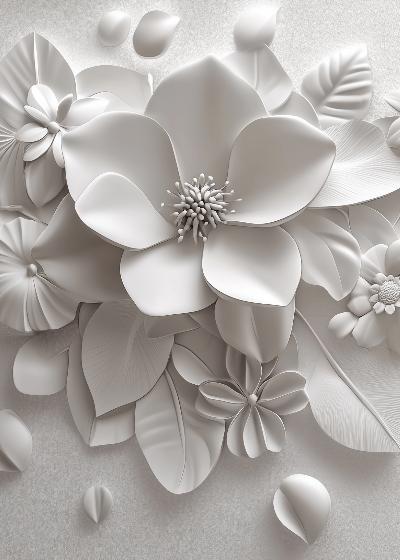Papier peint floral 3D fleurs en relief