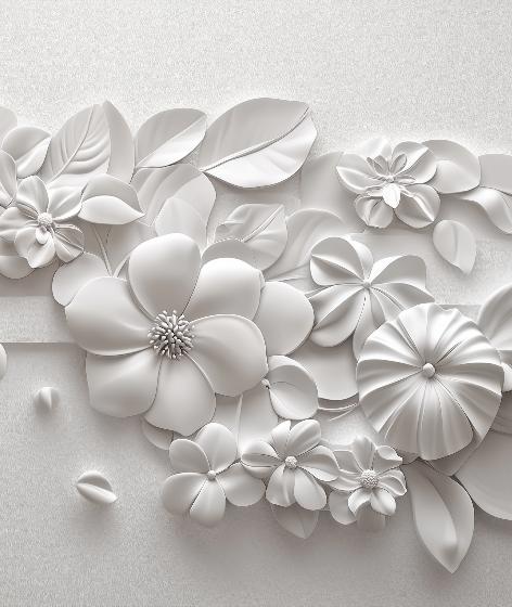 Papier peint floral 3D fleurs en relief