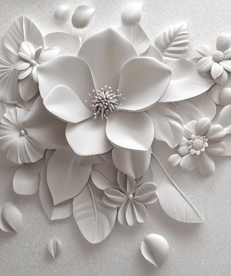 Papier peint floral 3D fleurs en relief