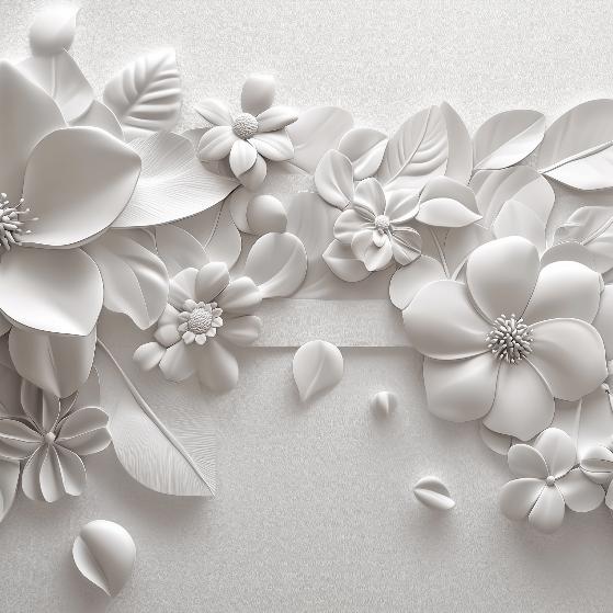 Papier peint floral 3D fleurs en relief