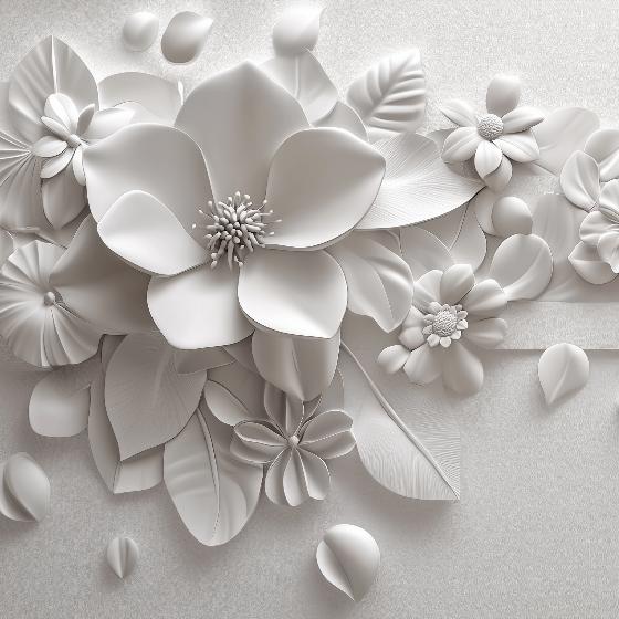Papier peint floral 3D fleurs en relief