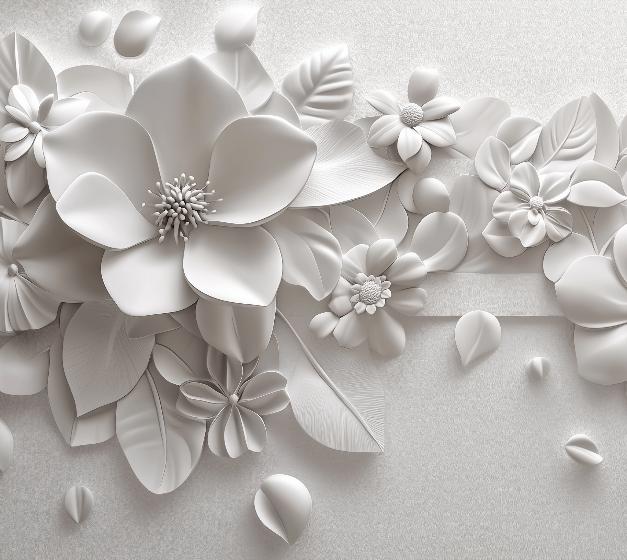 Papier peint floral 3D fleurs en relief