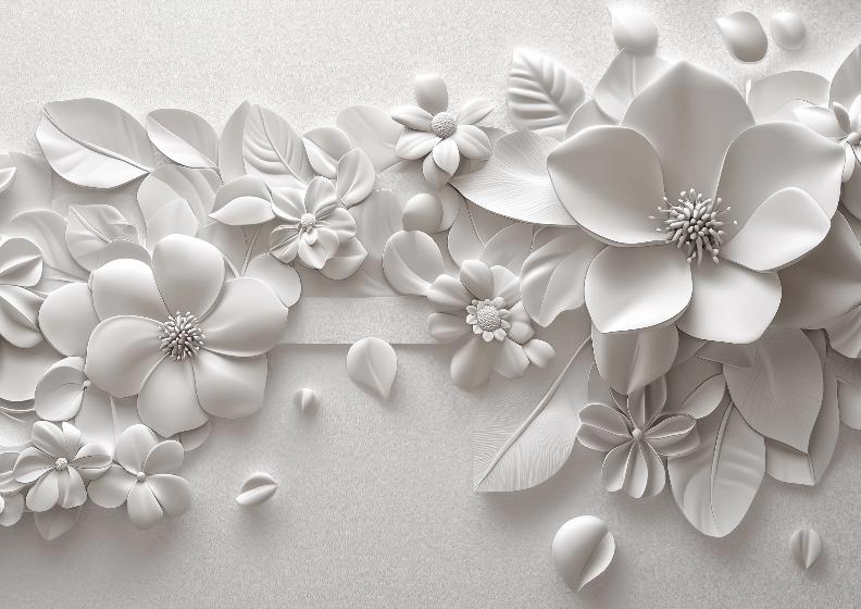 Papier peint floral 3D fleurs en relief