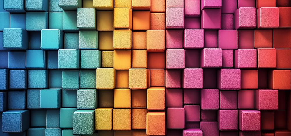 Papier peint 3D cubes multicolores